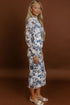 Southern Floral Print Long Sleeve Bodycon Sheath Midi Dress