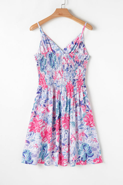 Southern Garden Floral Surplice Mini Dress