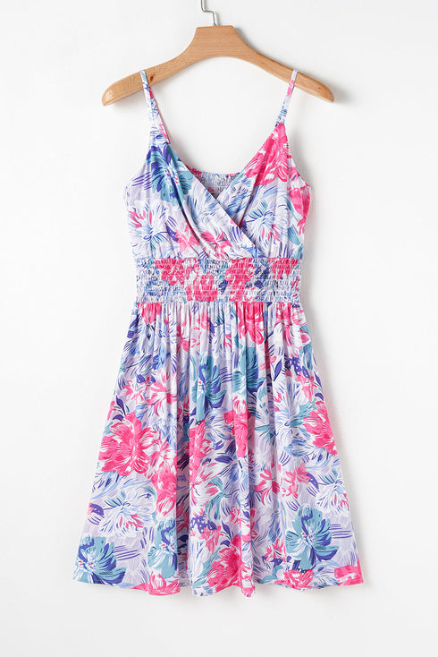Southern Garden Floral Surplice Mini Dress