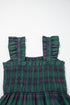 Southern Plaid Ruffle Sleeveless Shirred Bodice Tiered Midi Dress
