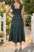 Southern Plaid Ruffle Sleeveless Shirred Bodice Tiered Midi Dress