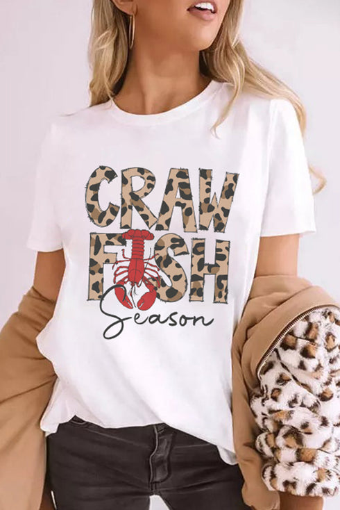 Southern Style Crawfish Season Graphic Print Jersey Tee