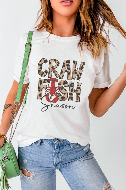 Southern Style Crawfish Season Graphic Print Jersey Tee