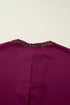Southern Style Leopard Trim V Neck Short Sleeve Blouse