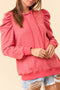 Southern Style Striped Puff Sleeve Cotton Blend Hoodie
