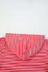 Southern Style Striped Puff Sleeve Cotton Blend Hoodie