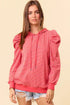 Southern Style Striped Puff Sleeve Cotton Blend Hoodie