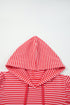 Southern Style Striped Puff Sleeve Cotton Blend Hoodie