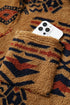 Southwestern Aztec Print Sherpa Fleece Shirt Jacket