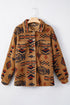 Southwestern Aztec Print Sherpa Fleece Shirt Jacket