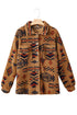 Southwestern Aztec Print Sherpa Fleece Shirt Jacket