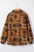 Southwestern Aztec Print Sherpa Fleece Shirt Jacket