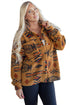 Southwestern Aztec Print Sherpa Fleece Shirt Jacket