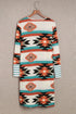 Southwestern Geometric Print Midi Length Open Front Cardigan