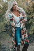 Southwestern Geometric Print Midi Length Open Front Cardigan