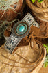 Southwestern Woven Medallion Stone Cuff Bracelet