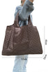Spacious Checkered Print Polyester Daily Shoulder Tote Bag