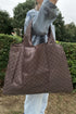 Spacious Checkered Print Polyester Daily Shoulder Tote Bag