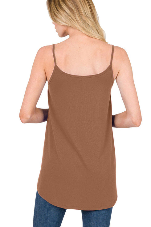 Spaghetti Strap V-Neck Flowy Tunic Tank Top