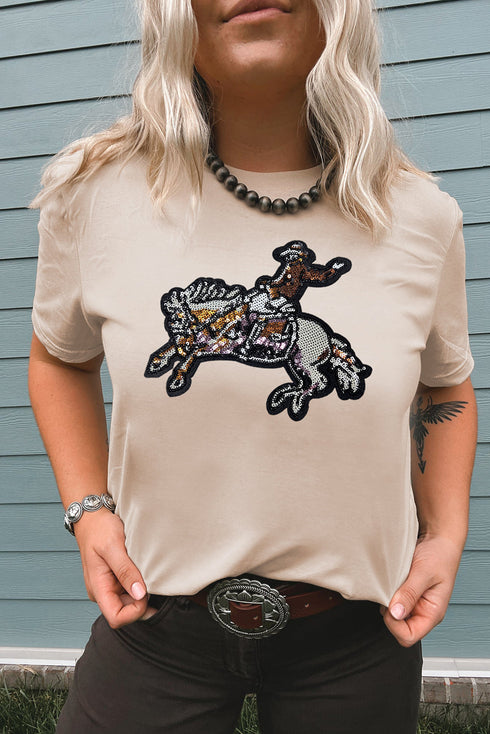 Sparkle Rodeo Sequin Western Graphic Summer Tee