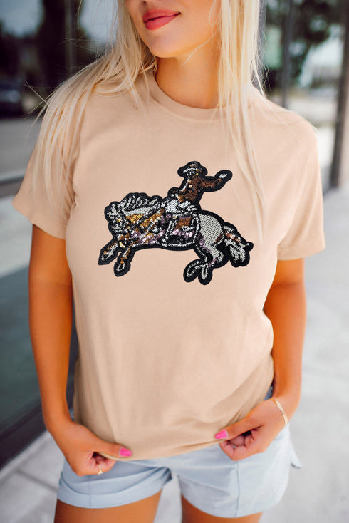 Sparkle Rodeo Sequin Western Graphic Summer Tee