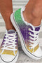 Sparkle Sequin Raw Edge Lace Up Casual Sneakers