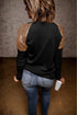 Sparkle Shoulder Detail Stretch Fabric Long Sleeve Top