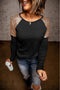 Sparkle Shoulder Detail Stretch Fabric Long Sleeve Top