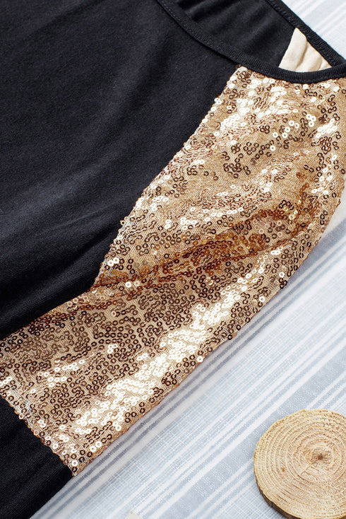 Sparkle Shoulder Detail Stretch Fabric Long Sleeve Top