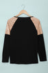 Sparkle Shoulder Detail Stretch Fabric Long Sleeve Top