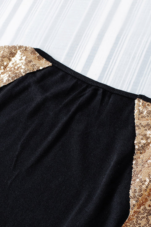 Sparkle Shoulder Detail Stretch Fabric Long Sleeve Top