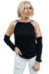Sparkle Shoulder Detail Stretch Fabric Long Sleeve Top