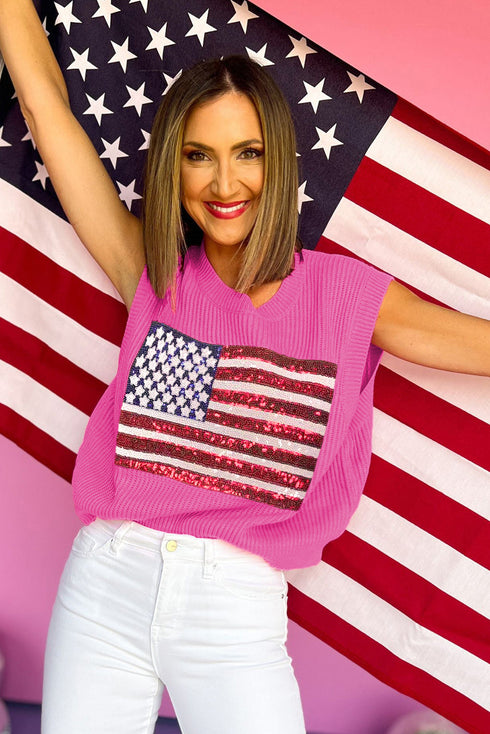 Sparkling American Flag Knitted Vest