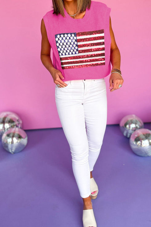 Sparkling American Flag Knitted Vest