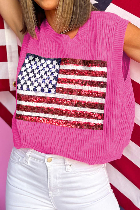 Sparkling American Flag Knitted Vest