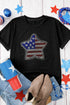 Sparkling American Pride Rhinestone Star Graphic Tee Shirt