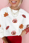 Sparkling Autumn Foliage And Gourd Applique Sweatshirt