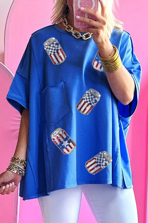 Sparkling Beverage Can Graphic Oversized Pocket Tee