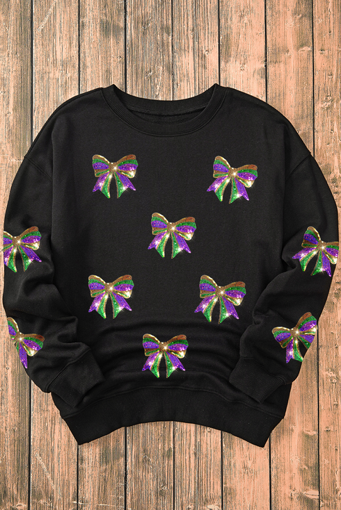 Sparkling Bow Graphic Relaxed Fit Crewneck Sweatshirt