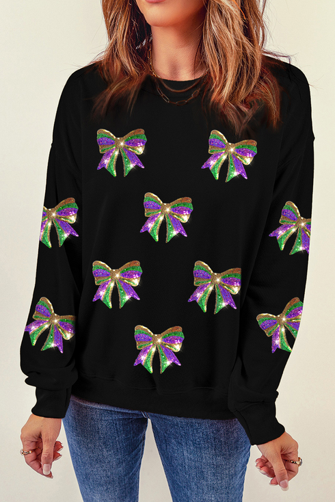 Sparkling Bow Graphic Relaxed Fit Crewneck Sweatshirt