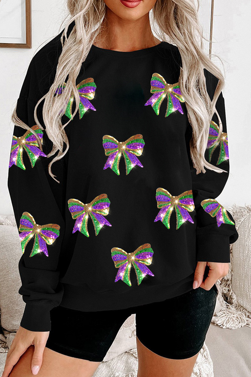 Sparkling Bow Graphic Relaxed Fit Crewneck Sweatshirt