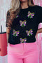 Sparkling Bow Graphic Short Sleeve Crewneck Tee