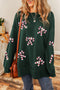 Sparkling Candy Cane Graphic Relaxed Fit Sweatshirt