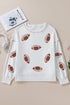 Sparkling Football Patch Exposed Seam Drop Shoulder Sweatshirt