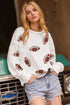 Sparkling Football Patch Exposed Seam Drop Shoulder Sweatshirt