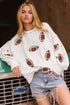 Sparkling Football Patch Exposed Seam Drop Shoulder Sweatshirt