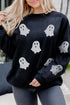Sparkling Ghost Graphic Long Sleeve Crew Neck Sweatshirt