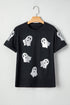 Sparkling Glitter Ghost Graphic Short Sleeve Jersey Tee