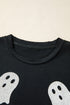 Sparkling Glitter Ghost Graphic Short Sleeve Jersey Tee