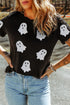 Sparkling Glitter Ghost Graphic Short Sleeve Jersey Tee